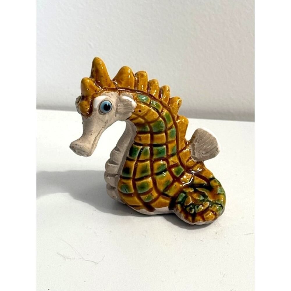 Small Seahorse Figurine Yellow Green Zoonies Peru 3"
